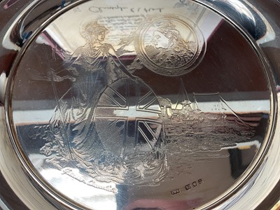 Lot 39 - Limited edition silver British Empire Plate, no. 58 of 1700, in fitted case with certificate. 19cm diameter