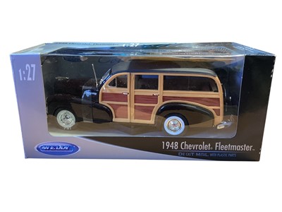 Lot 1779 - Welly Collection 1:27 scale 1948 Chevrolet Fleetmaster & smaller scale 1971 Chevrolet Chevelle & 1962 Volkswagen Classical Bus, plus 1:32 scale 1930 Hudson & 1933 Cadillac Fleetwood...