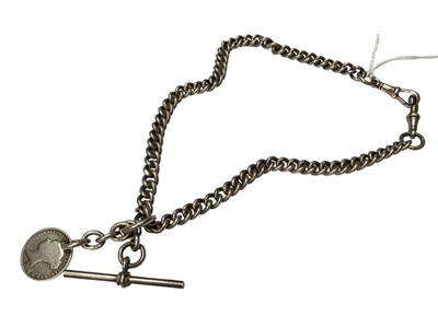 Lot 232 - Victorian silver watch chain with coin fob