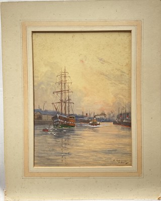 Lot 274 - David Martin (act. 1887-1935) watercolour, The Clyde, signed, 35cm x 25cm, with mount unframed
