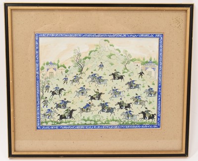 Lot 977 - Indo Persian gouache painting depicting a polo match