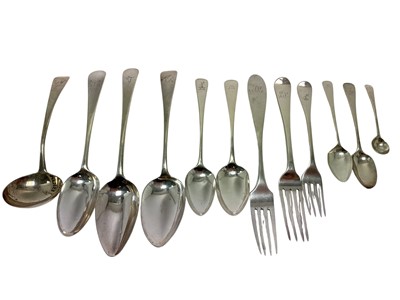 Lot 414 - Large selection of Georgian and later Old English pattern flatware