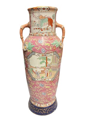 Lot 213 - Very large 19th century floor vase in the manner of Mason’s