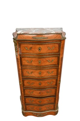 Lot 1387 - Late 19th / early 20th century marble topped tall secretaire cabinet