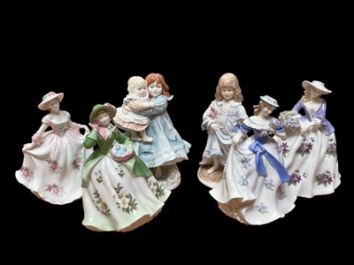 Lot 2254 - Six Royal Worcester limited edition figures - Sweet Holly, Sweet Rose, Sweet Violet, Sweet Forget Me Not, Love and Lullaby