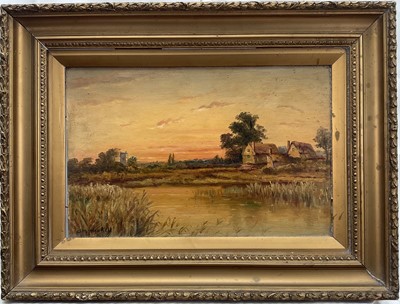 Lot 275 - Christopher Mark Maskell (1846-1933) oil on board, River landscape, 25cm x 40cm, gilt frame