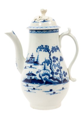 Lot 53 - Early Caughley Cannonball pattern coffee pot and cover, circa 1778