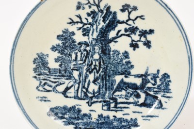 Lot 5067 - Pennington Liverpool Milkmaids pattern saucer, circa 1770, a Pennington Cannonball pattern tea bowl and a Christian’s Liverpool blue and iron red saucer