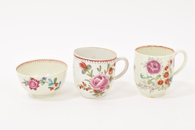 Lot 268 - Bow polychrome coffee cup, a similar Worcester coffee cup and tea bowl