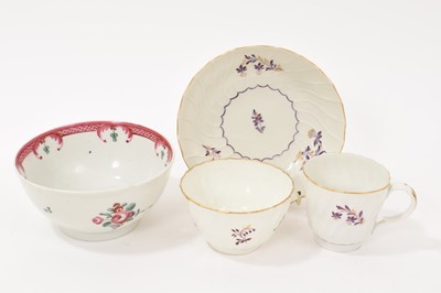 Lot 265 - Flight Worcester spirally fluted trio, circa 1790, and a New Hall bowl