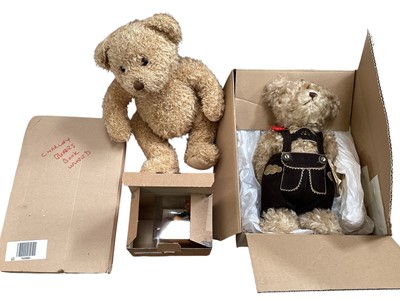 Lot 1857 - Hermann bears Knutschi Martin's Birthday Bear, Stanislaus, Musical The Golden Bear all with swing tag certificates. Pls Hermann Ornament Centennial Bear numbers 4/200 and 5/200 and one other be...