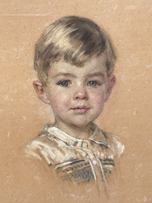 Lot 279 - Frank Samuel Eastman (1878-1964) coloured chalks, Portrait of a Young Boy, 'Geoffrey Adam', signed and dated 1936, 50cm x 37cm, glazed frame