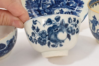 Lot 5043 - Worcester European Landscapes pattern saucer, a Worcester tea bowl, a Worcester coffee cup and a Caughley tea bowl