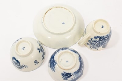 Lot 5043 - Worcester European Landscapes pattern saucer, a Worcester tea bowl, a Worcester coffee cup and a Caughley tea bowl