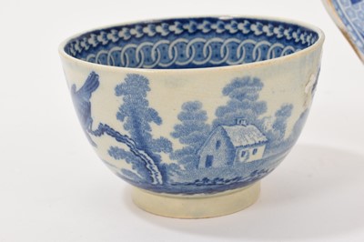 Lot 5036 - Miles Mason blue printed saucer dish, circa 1800-10, and a blue printed tea bowl