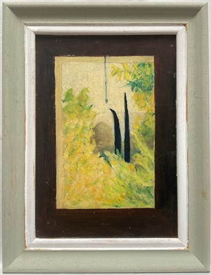 Lot 135 - Contemporary Impressionist, oil on board, a garden scene, 26cm x 18.5cm unsigned, inscribed verso, framed