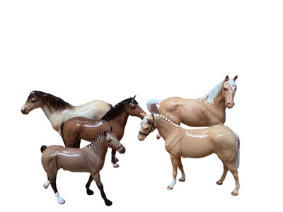 Lot 2248 - Three Beswick and two Royal Doulton horses including Highland