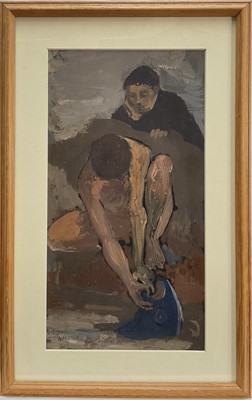 Lot 136 - 20th century Impressionist School, oil, male nude, 32cm x 17cm, signed, in glazed frame.