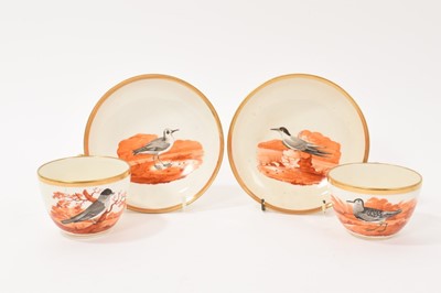 Lot 68 - Pair of Ridgway ornithological teacups and saucers, circa 1800-10