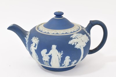 Lot 245 - Wedgwood blue jasper teapot and cover