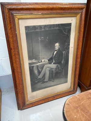 Lot 5396 - 19th century engraving in birds eye maple frame
