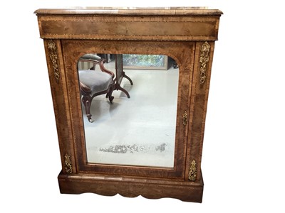 Lot 1463 - Victorian figured walnut pier cabinet with mirror door