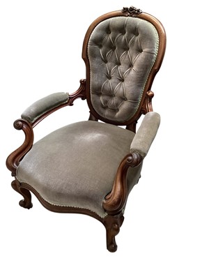 Lot 5308 - Victorian walnut framed open armchair