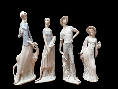 Lot 2251 - Four large Lladro porcelain figures including Diana with Fawn, model no.4514