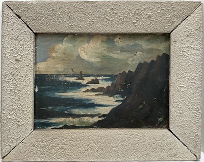 Lot 62 - Impressionist school, mid 20th century, impasto oil on board, sea scape, 23.5cm x 33cm, signed, heavily textured frame