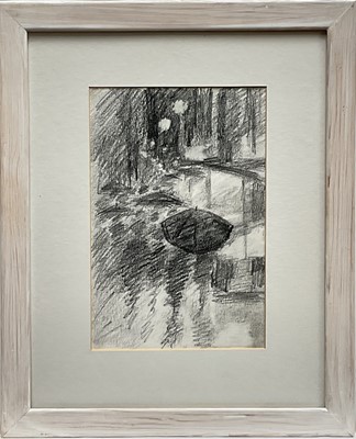 Lot 105 - Tin Odescalchi, contemporary graphite, figures in the rain, 48cm x 40cm, signed verso, framed