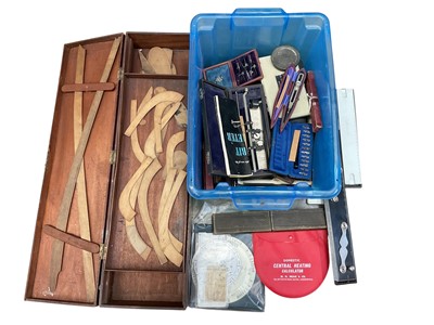 Lot 2930 - Collection of 19th century and later drawing and mapmaking instruments, many named and in fitted cases