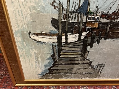 Lot 5148 - Roger Murray (20th century) oil on canvas, boats in a harbour, signed, framed