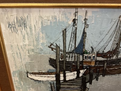 Lot 5148 - Roger Murray (20th century) oil on canvas, boats in a harbour, signed, framed