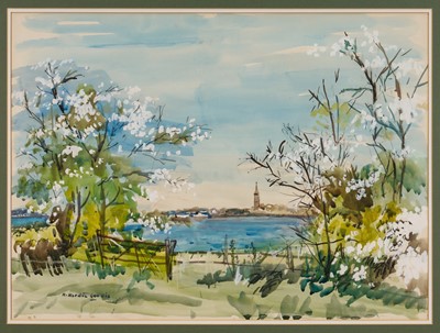 Lot 147 - Robert Hardie Condie (1898-1981) watercolour - Montrose Basin, signed, 55cm x 75cm, in glazed frame