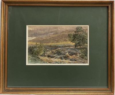 Lot 133 - Victorian Watercolour, a hilly landscape, 13.5cm x 21.5cm, signed and dated 1890, in glazed frame.
