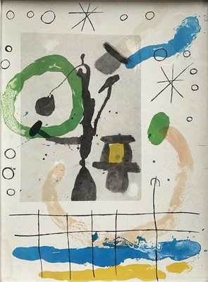 Lot 68 - Joan Miró (1893-1983) lithograph, printed in 1965 by Maeght for the art revenue Derrière le Miroir, 37cm x 27cm, in original chromium plated frame