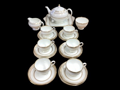 Lot 2259 - Wedgwood 'Colonnade' gold and white bone china tea set, W4339, 21 pieces