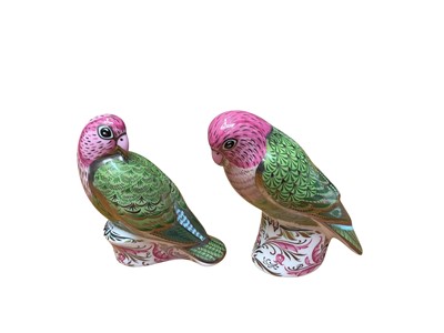 Lot 2263 - Two Royal Crown Derby limited edition Majestic Lovebirds, Queens Platinum Wedding 1947-2017, no.17 of 300