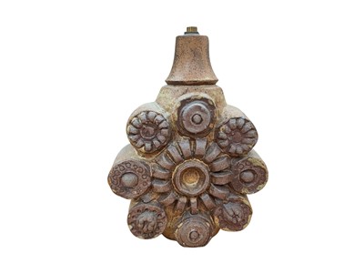 Lot 2266 - Bernard Rooke pottery lamp base with abstract decoration, 24.5cm high