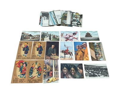 Lot 1142 - Postcards loose selection including Chinese and Japanese artist drawn and printed cards, streets, Peking Execution 1913, Reg Carter comic, and other cards.