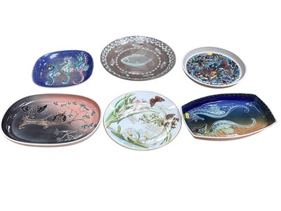 Lot 2295 - Alum Bay ceramics studio pottery plate, together with other studio pottery plates decorated with fish.