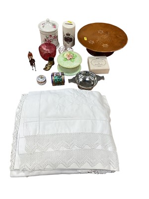 Lot 5188 - Vintage model kits, ceramics, shooting sticks, linen and sundries
