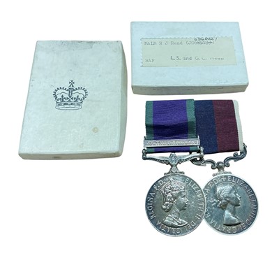 Lot 705 - Elizabeth II medal pair comprising General Service medal (post 1962 type) with Northern Ireland clasp, named to J0684622 F SGT R J Read RAF, together with an RAF Long Service and Good Conduct me...