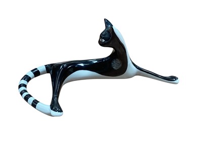Lot 5251 - Cmielow Polish studio pottery figure of a black and white cat, believed to date from before the factory fire
