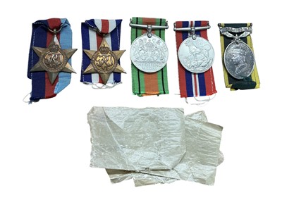 Lot 712 - Second World War medal group comprising 1939-1945 Star, France and Germany Star, Defence, War and George VI Territorial Efficiency medal named to 6898151. CPL. S. T. Stringer. K. R. R. C. (5 m...
