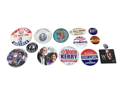 Lot 2935 - Collection of vintage American political pin badges, including Robert F. Kennedy, Eisenhower, Truman, Martin Luther King etc