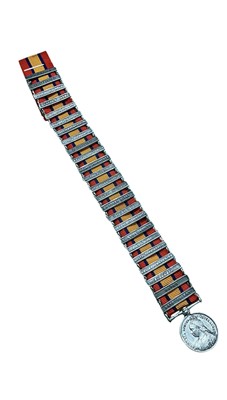 Lot 720 - Miniature Queen's South Africa medal, the ribbon mounted with all twenty six possible clasps.