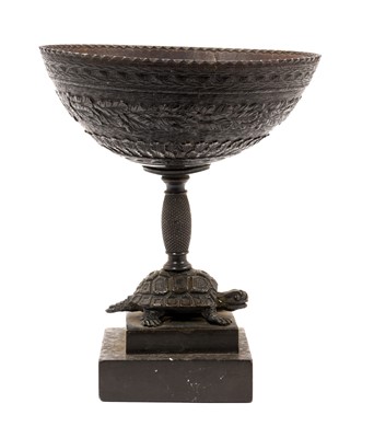 Lot 969 - Good quality bronze mounted carved coconut cup