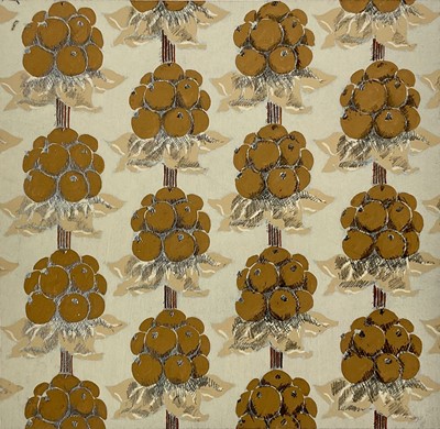 Lot 1135 - Jennifer Howard collection of original textile designs in gouache, floral and geometric designs, each presented individually, edges attached to sheets of card, stamped and numbered verso, di...