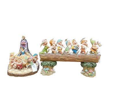 Lot 2365 - Vintage Snow White and the Seven Dwarves lamp, together with two Walt Disney Showcase Collection Snow White ornaments (3)